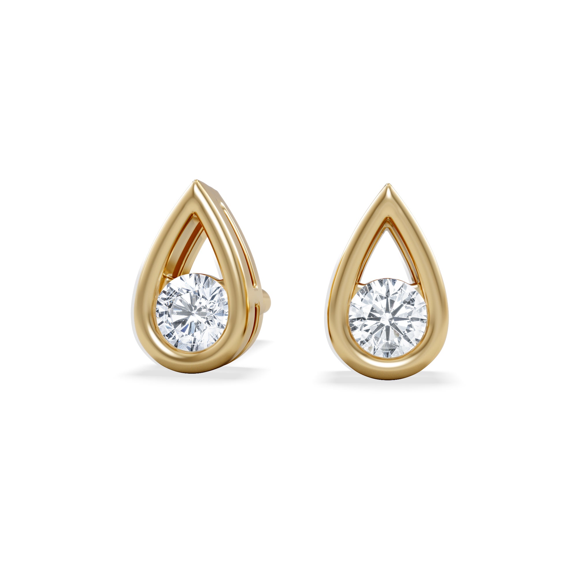 Teardrop 0.21ct Round Cut Lab Grown Stud Earrings in 18K Gold Vermeil